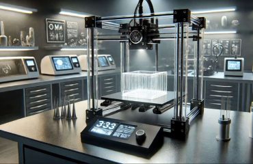 Ein PMMA-verarbeitender 3D-Drucker in einem futuristischen Labor.